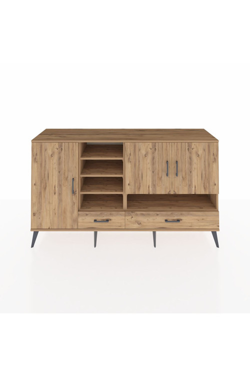 Kronos Konsol 8 Raflı 2 Çekmeceli 3 Kapaklı 176 x 59 x 99 cm Çam - Çam