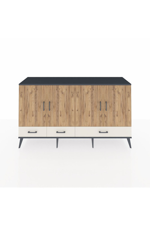 Kronos Konsol 6 Raflı 3 Çekmeceli 4 Kapaklı 176 x 59 x 99 cm Antrasit - Çam - Aytaşı