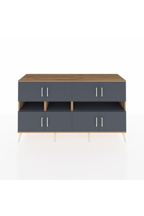 Kronos Konsol 8 Raflı 8 Kapaklı 176 x 59 x 99 cm Çam - Antrasit