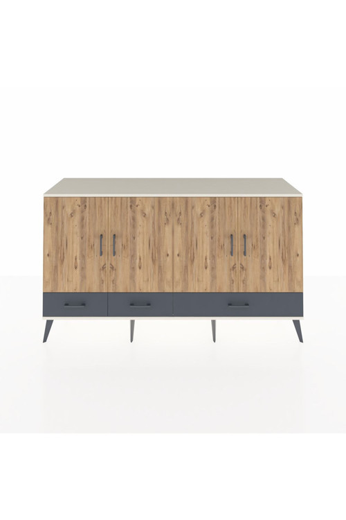 Kronos Konsol 6 Raflı 3 Çekmeceli 4 Kapaklı 176 x 59 x 99 cm Aytaşı - Çam - Antrasit