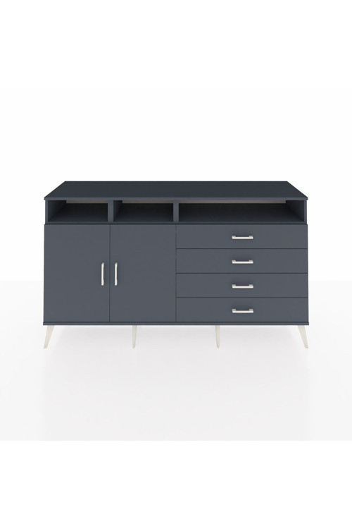Kronos Konsol 5 Raflı 4 Çekmeceli 2 Kapaklı 176 x 59 x 99 cm Antrasit - Antrasit