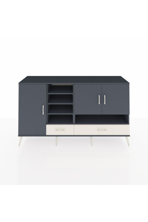 Kronos Konsol 8 Raflı 2 Çekmeceli 3 Kapaklı 176 x 59 x 99 cm Antrasit - Antrasit - Aytaşı