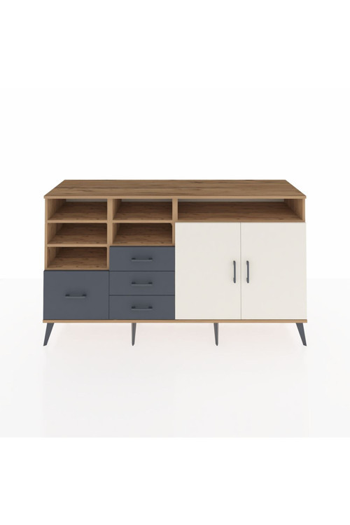 Kronos Konsol 7 Raflı 4 Çekmeceli 2 Kapaklı 176 x 59 x 99 cm Çam - Aytaşı - Antrasit