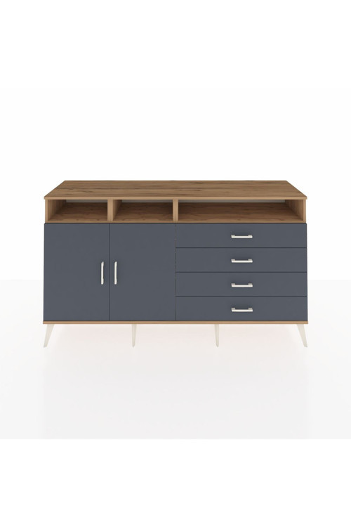 Kronos Konsol 5 Raflı 4 Çekmeceli 2 Kapaklı 176 x 59 x 99 cm Çam - Antrasit