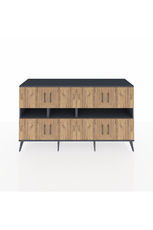 Kronos Konsol 8 Raflı 8 Kapaklı 176 x 59 x 99 cm Antrasit - Çam - Antrasit