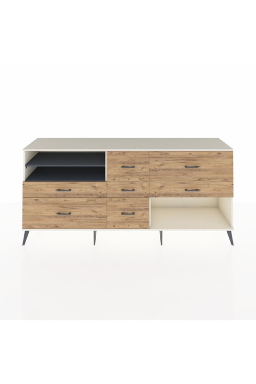 Hyperion Konsol 2 Raflı 7 Çekmeceli 220 x 44 x 99 cm Aytaşı - Antrasit - Çam