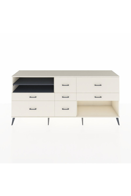 Hyperion Konsol 2 Raflı 7 Çekmeceli 220 x 44 x 99 cm Aytaşı - Antrasit - Aytaşı