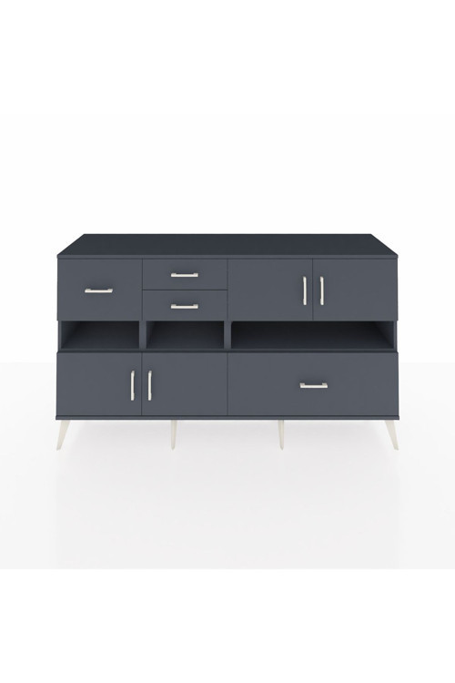 Kronos Konsol 5 Raflı 4 Çekmeceli 4 Kapaklı 176 x 59 x 99 cm Antrasit - Antrasit