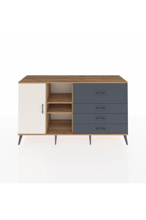 Kronos Konsol 4 Raflı 4 Çekmeceli 1 Kapaklı 176 x 59 x 99 cm Çam - Aytaşı - Antrasit