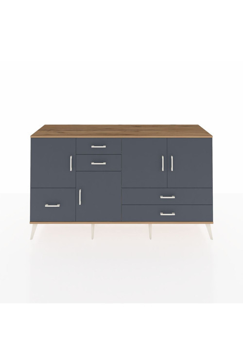 Kronos Konsol 4 Raflı 5 Çekmeceli 4 Kapaklı 176 x 59 x 99 cm Çam - Antrasit