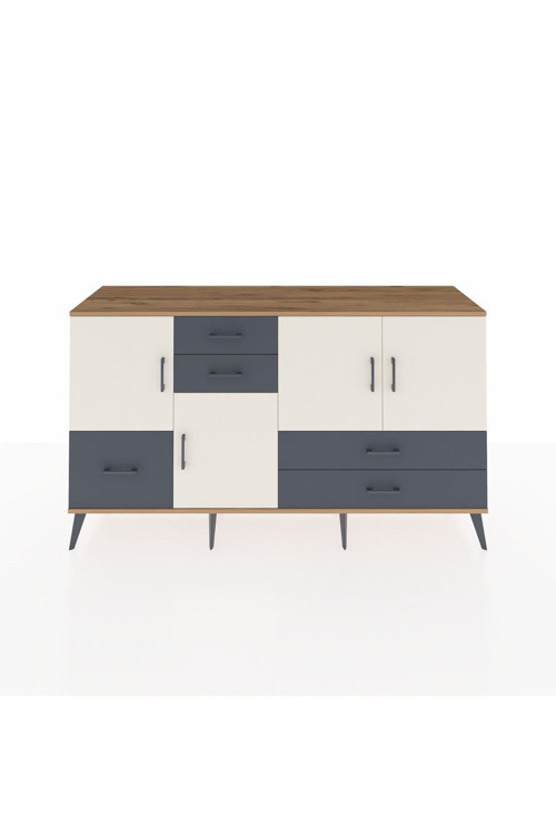 Kronos Konsol 4 Raflı 5 Çekmeceli 4 Kapaklı 176 x 59 x 99 cm Çam - Aytaşı - Antrasit
