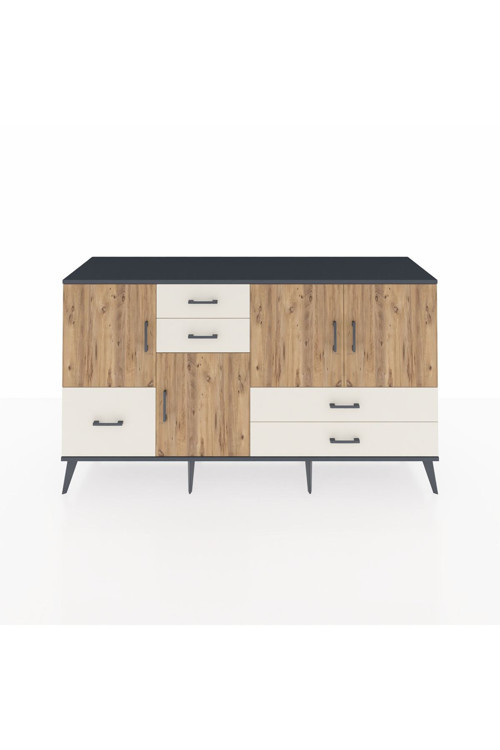 Kronos Konsol 4 Raflı 5 Çekmeceli 4 Kapaklı 176 x 59 x 99 cm Antrasit - Çam - Aytaşı