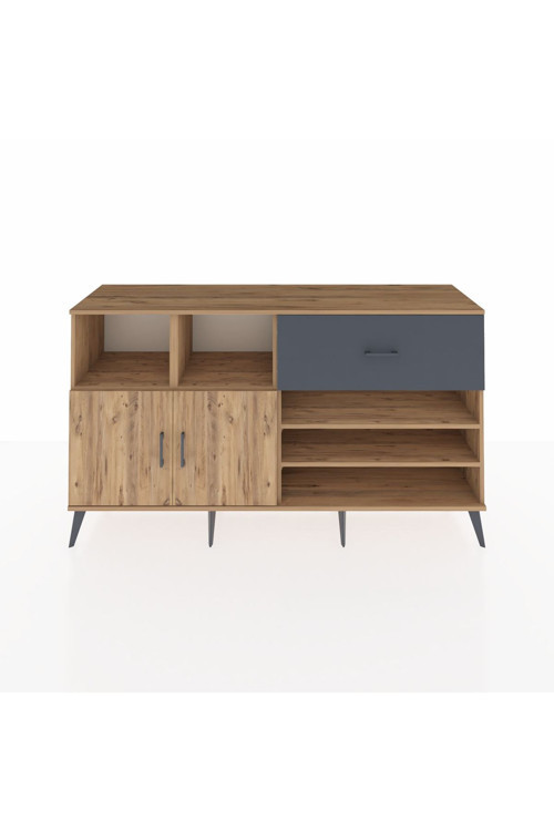 Kronos Konsol 6 Raflı 1 Çekmeceli 2 Kapaklı 176 x 59 x 99 cm Çam - Çam - Antrasit