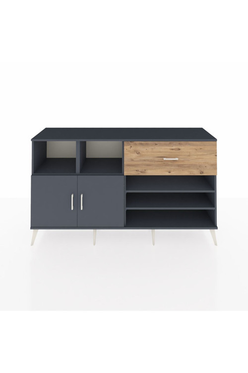 Kronos Konsol 6 Raflı 1 Çekmeceli 2 Kapaklı 176 x 59 x 99 cm Antrasit - Antrasit - Çam