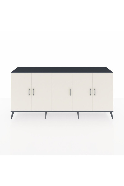 Hyperion Konsol 3 Raflı 5 Kapaklı 220 x 44 x 99 cm Antrasit - Aytaşı - Çam