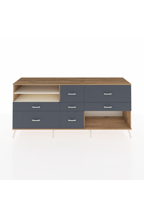 Hyperion Konsol 2 Raflı 7 Çekmeceli 220 x 44 x 99 cm Çam - Aytaşı - Antrasit