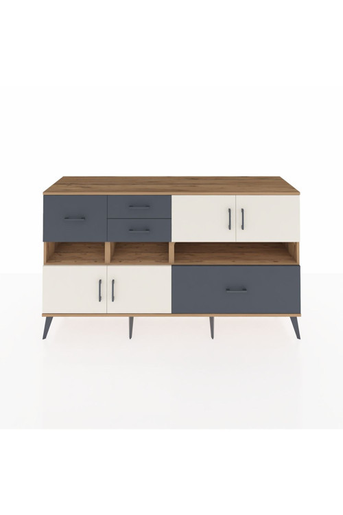 Kronos Konsol 5 Raflı 4 Çekmeceli 4 Kapaklı 176 x 59 x 99 cm Çam - Aytaşı - Antrasit