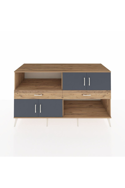 Kronos Konsol 3 Raflı 2 Çekmeceli 4 Kapaklı 176 x 59 x 99 cm Çam - Antrasit - Çam