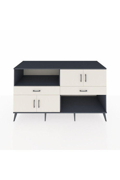 Kronos Konsol 3 Raflı 2 Çekmeceli 4 Kapaklı 176x59x99 Antrasit-Aytaşı