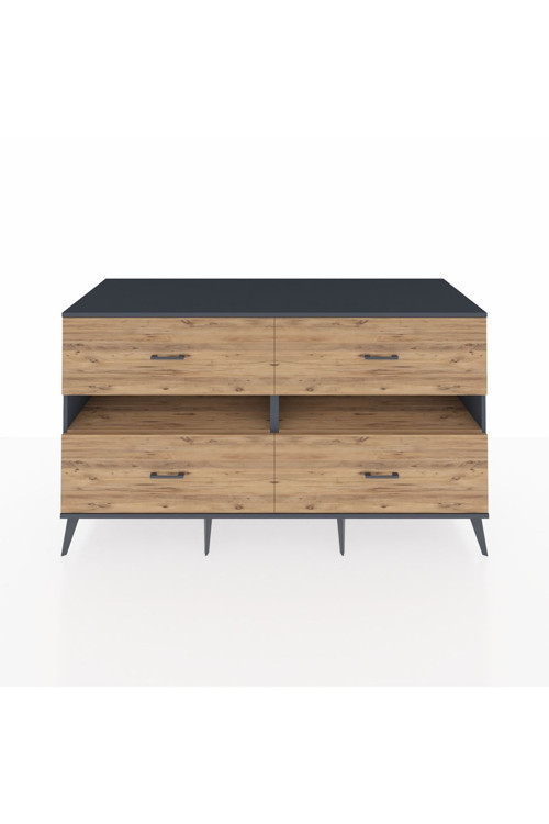 Kronos Konsol 2 Raflı 4 Çekmeceli 176 x 59 x 99 cm Antrasit - Çam