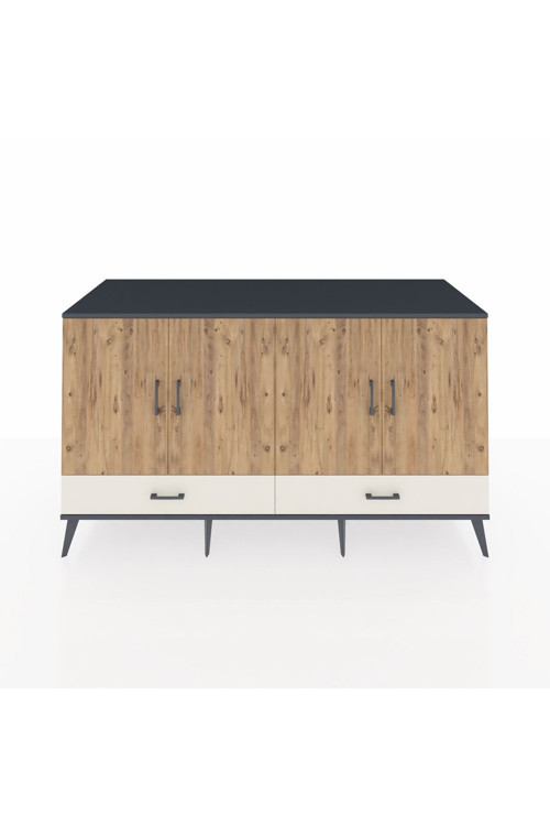 Kronos Konsol 6 Raflı 2 Çekmeceli 4 Kapaklı 176 x 59 x 99 cm Antrasit - Çam - Aytaşı