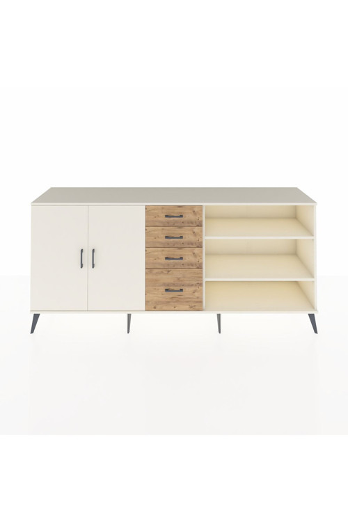 Hyperion Konsol 3 Raflı 4 Çekmeceli 2 Kapaklı 220 x 44 x 99 cm Aytaşı - Aytaşı - Çam