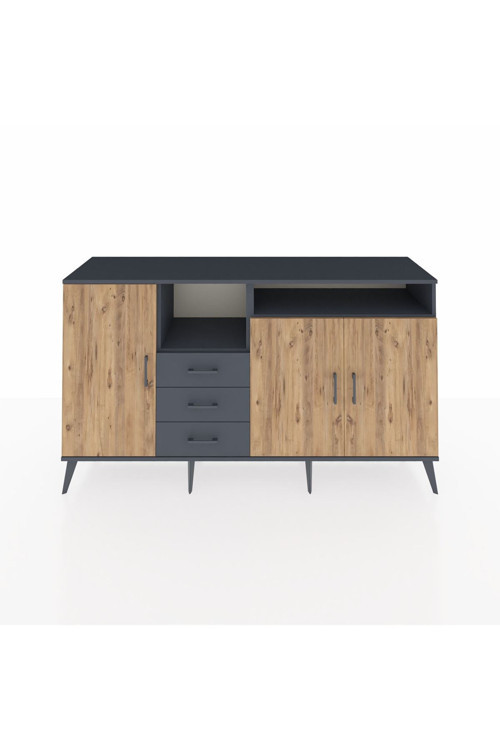 Kronos Konsol 5 Raflı 3 Çekmeceli 3 Kapaklı 176 x 59 x 99 cm Antrasit - Çam - Antrasit