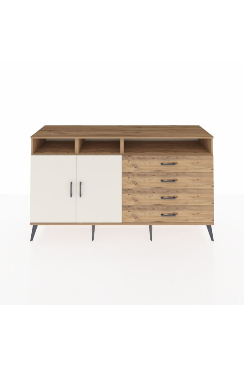 Kronos Konsol 5 Raflı 4 Çekmeceli 2 Kapaklı 176x59x99 Çam-Aytaşı/Çam