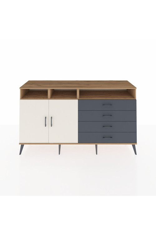 Kronos Konsol 5 Raflı 4 Çekmeceli 2 Kapaklı 176 x 59 x 99 cm Çam - Aytaşı - Antrasit