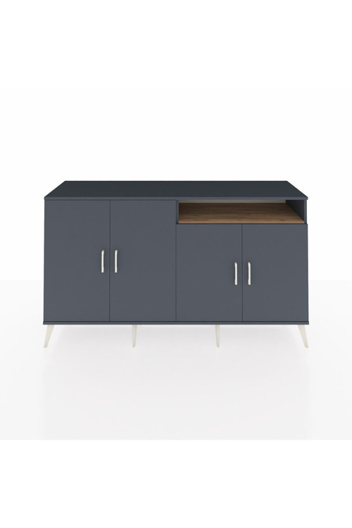 Kronos Konsol 6 Raflı 4 Kapaklı 176x59x99 Antrasit-Antrasit/Çam
