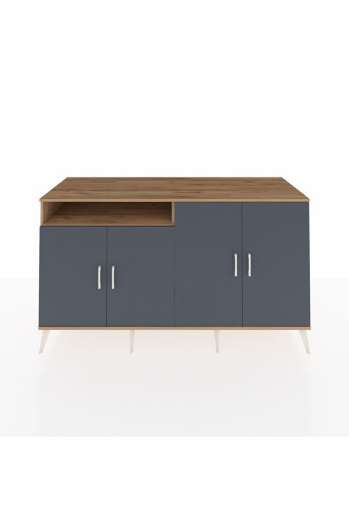 Kronos Konsol 4 Raflı 4 Kapaklı 176 x 59 x 99 cm Çam - Antrasit - Çam