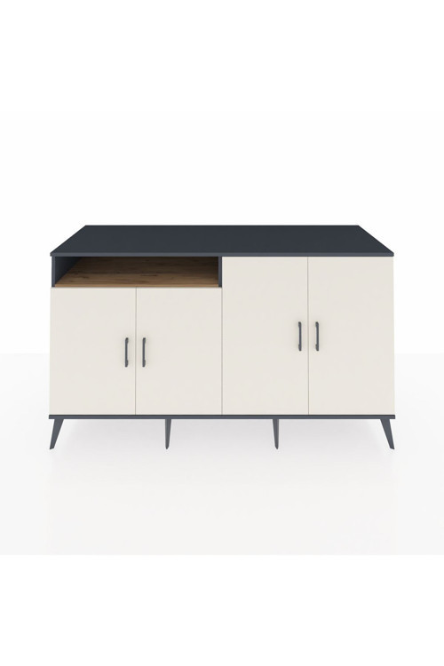 Kronos Konsol 4 Raflı 4 Kapaklı 176x59x99 Antrasit-Aytaşı/Çam