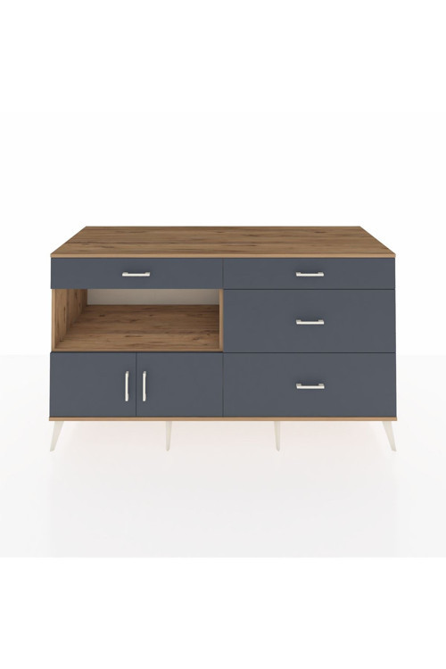 Kronos Konsol 1 Raflı 4 Çekmeceli 2 Kapaklı 176 x 59 x 99 cm Çam - Antrasit