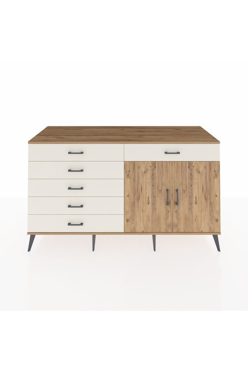 Kronos Konsol 1 Raflı 6 Çekmeceli 2 Kapaklı 176 x 59 x 99 cm Çam - Çam - Aytaşı