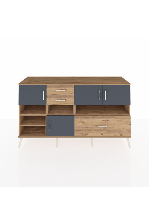 Kronos Konsol 7 Raflı 3 Çekmeceli 4 Kapaklı 176 x 59 x 99 cm Çam - Antrasit - Çam