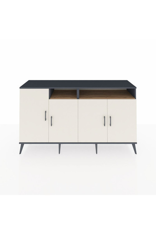 Kronos Konsol 6 Raflı 4 Kapaklı 176x59x99 Antrasit-Aytaşı/Çam