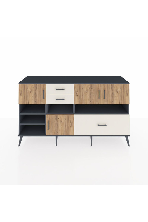 Kronos Konsol 7 Raflı 3 Çekmeceli 4 Kapaklı 176 x 59 x 99 cm Antrasit - Çam - Aytaşı