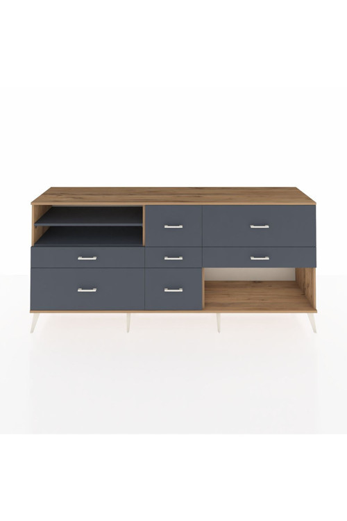 Hyperion Konsol 2 Raflı 7 Çekmeceli 220x44x99 Çam-Antrasit