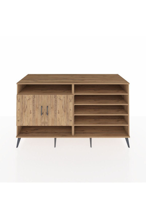 Kronos Konsol 7 Raflı 2 Kapaklı 176x59x99 Çam-Çam/Antrasit