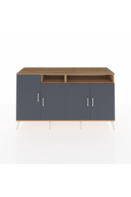 Kronos Konsol 6 Raflı 4 Kapaklı 176x59x99 Çam-Antrasit/Çam