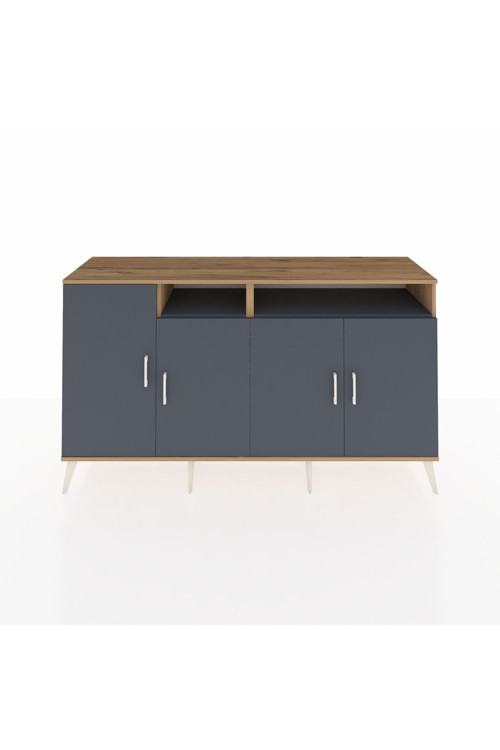 Kronos Konsol 6 Raflı 4 Kapaklı 176x59x99 Çam-Antrasit