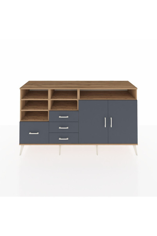 Kronos Konsol 7 Raflı 4 Çekmeceli 2 Kapaklı 176 x 59 x 99 cm Çam - Antrasit