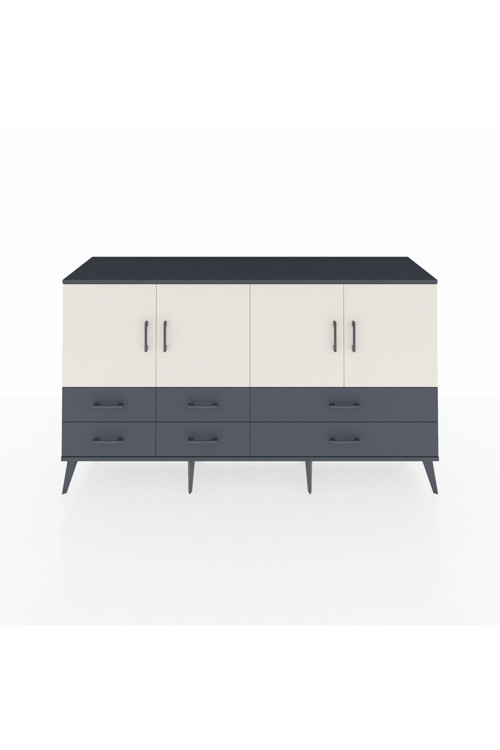 Kronos Konsol 6 Raflı 6 Çekmeceli 4 Kapaklı 176 x 59 x 99 cm Antrasit - Aytaşı - Antrasit
