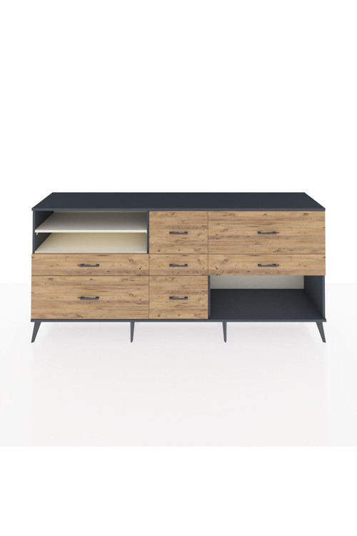 Hyperion Konsol 2 Raflı 7 Çekmeceli 220 x 44 x 99 cm Antrasit - Aytaşı - Çam