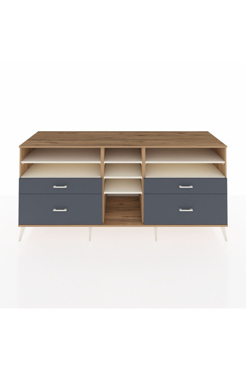 Kronos Konsol 7 Raflı 4 Çekmeceli 220 x 59 x 99 cm Çam - Aytaşı - Antrasit
