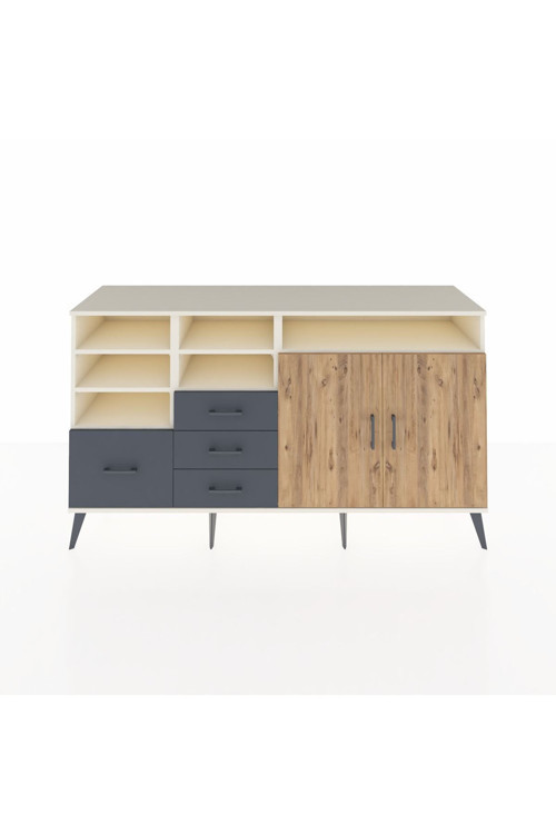Kronos Konsol 7 Raflı 4 Çekmeceli 2 Kapaklı 176 x 59 x 99 cm Aytaşı - Çam - Antrasit