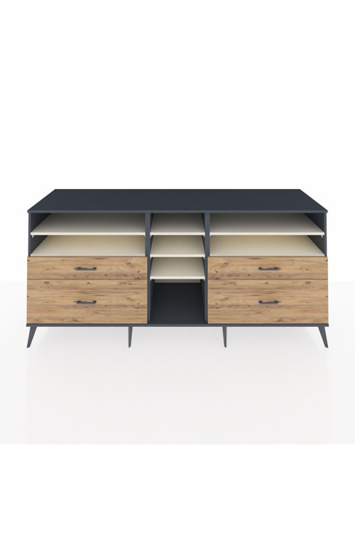 Kronos Konsol 7 Raflı 4 Çekmeceli 220 x 59 x 99 cm Antrasit - Aytaşı - Çam