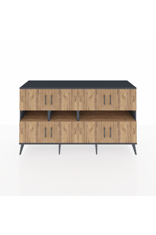 Kronos Konsol 8 Raflı 8 Kapaklı 176 x 59 x 99 cm Antrasit - Çam