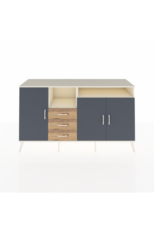 Kronos Konsol 5 Raflı 3 Çekmeceli 3 Kapaklı 176 x 59 x 99 cm Aytaşı - Antrasit - Çam