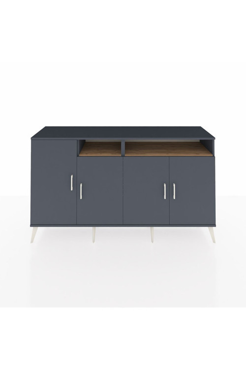 Kronos Konsol 6 Raflı 4 Kapaklı 176x59x99 Antrasit-Antrasit/Çam